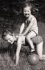 Girls, Sisters, Backyard, Piggy-back, Ball, 1940s, PLGV01P01_11B