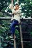 Bamboo Pole, boy climbing, Jeans, 1973, China