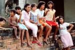 Girls, Fence, Wall, Smiles, Play Yard, Yelapa, Mexico, PLGV01P10_07B