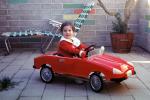 Toy Car, Pedal Car, Girl, Coat, 1960s