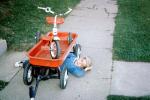 Boy, Male, Guy, Tricycle, Wagon, 1950s