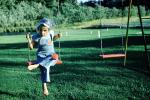 Swing Set, backyard, park, grass, lawn, 1950s, PLGV03P11_09
