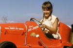 Russell Johnson Auto Painting, Girl, Smiles, Driving, Race Car, Pedal car, Hollywood California, 1950s, PLGV03P14_10B