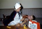 Little Girl and Boy Playing Doctor, Nurse, 1950s