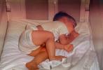 Sleeping Baby, Sucking Thumb, Crib, toddler, 1950s