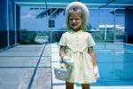 Cute Girl in a Yellow Dress, Springtime, Easter, Basket, Smiles, gloves, 1960s, PLPV02P14_03
