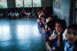 children singing, girls, boys, Classroom, School, Wharda