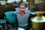 Boy Bathing in a Pail, Bucket, Washing, Bath, Mumbai, India
