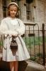 Girl, Easter, formal dress, purse, white gloves, 1950s