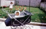 Baby Carriage, Bonnet, Backyard, Flowers, 1950s, PLPV05P07_07