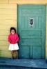 Girl, Smiles, Door, Doorway, Colonia Flores Magone, green-door, PLPV06P13_11