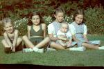 Girls, Sisters, Brothers, Siblings, Baby, Retro, Backyard, 1940s