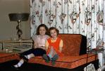 Two Girls, friends, sofa, curtain, drape, PLPV11P14_05