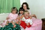 Kids on a Bed, Laughing, Cute, Pajama, smiles, smiling, nightwear, 1970s, PLPV11P15_05