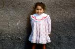 Girl, Wall, smiles, Dress, Mitla, Oaxaca, Mexico
