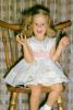 Girl sitting in a Chair, party dress, cute, funny, 1950s