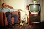 Vicky Holds Grandpas hand, pajama, Television, 1950s, PLPV15P07_06