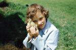 Girl with her Pet Duckling, Face, Tween, Coat, 1960s, PLPV15P08_19