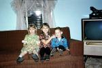 Brother, Sisters, Siblings, Girls, Boy, Television, Decatur Illinois, December 1962, 1960s