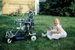Stroller, Girl, Backyard, 1950s, PLPV16P07_02