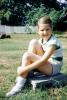 Girl, sitting, smiles, Akron Ohio, 1950s, PLPV16P15_06