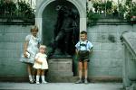 Statue, Lederhosen, Boy, Girl, 1950s, PLPV17P01_09