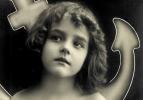 1920's, Face of a Girl, Devils tail, christian cross, RPPC