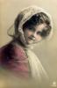 Bonnet, smiles, girl, scarf, pensive, RPPC, 1920's, PLPV17P06_04
