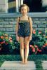Girl, Pose, Flowers, Brick, Swimsuit, 1950s