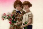 Cute Girls, Roses, face, tween 1910's, RPPC, PLPV17P09_07B