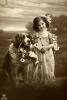 Cute Girl, Dog, Flower Basket, 1910's, RPPC