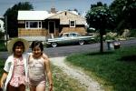 Girls in Bathing Suits, suburbia, Chevrolet Impala, House, 1950s