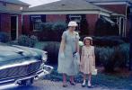 Mother and Daughter, formal dress, car, 1950s, PMCV04P03_07