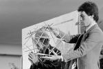 Jaime Snyder holding Tensegrity Sphere, Being With Bucky Day
