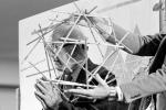 Jaime Snyder holding Tensegrity Sphere, Being With Bucky Day, POFPCD2931_059B