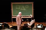 Chalkboard, stage, polyhedra, "Conversations with Buckminster Fuller" event, New York City, POFV01P06_09