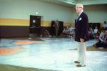 Buckminster Fuller on a huge Dymaxion Map, Being with Bucky event, Los Angeles, POFV04P01_03