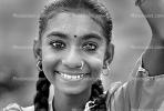 Woman, Girl, Smiles, Face, Gujarat, PORV07P14_07BW.0847