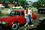 SAAB, Coupe, Man and Wife, Jeans, Cars, vehicles, Birkenstock Sandals, 1960s, PORV11P12_11