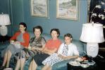 ladies, girl, smiles, couch, sofa, living room, lights, lamps, lampshade, 1940s, PORV14P09_07