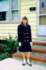 Girl, Bonnet, Coat, Gloves, shoes, socks, steps, stairs, mailbox, cold, 1950s, PORV22P04_12