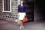 Woman with Purse, Quebec, Canada, June 1964, 1960s, PORV24P15_03