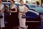 Smiling Ladies, formal dress, purse, car, Cadillac, May 1953, 1950s, PORV25P15_11