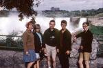 Niagara Falls, Waterfall, group, girls, boys, camera, shorts, dress, smiles, smiling, 1950s, PORV26P09_15