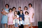 Group Portrait, formal dress, smiles, baby, girls, boys, 1950s, PORV26P11_15