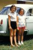 Girls, Sisters, siblings, Ford Consul, Shelton, car, automobile, sedan, Vehicle, Albany Georgia, September 5 1957, 1950s, PORV26P12_18B