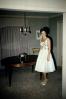 Woman, Formal Dress, table, carpet, high heels, 1960s, PORV27P01_11
