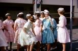 Wedding ladies, hats, formal dress, 1950s, PORV27P07_14