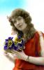 Woman with Flowers, Smiles, RPPC, 1920's, PORV28P11_13