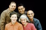 group, smiles, laughter, glasses, gray hair, bald, 1950s, PORV29P05_02
